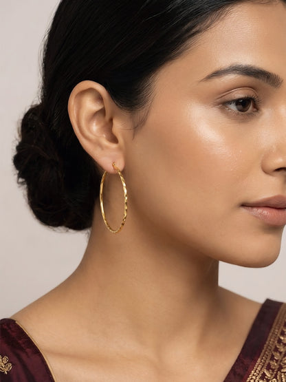 Gold Plated Classic Large Hoop Earrings for Women