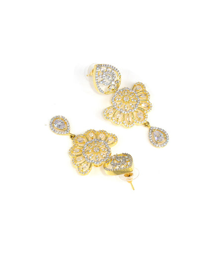Gold Plated Floral AD Designer Jewellery Set
