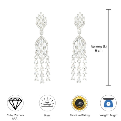 Silver Plated AD Drop Earrings for Women
