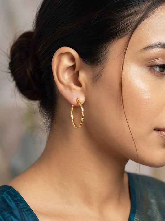 Gold Plated Classic Hoop Earrings for Women
