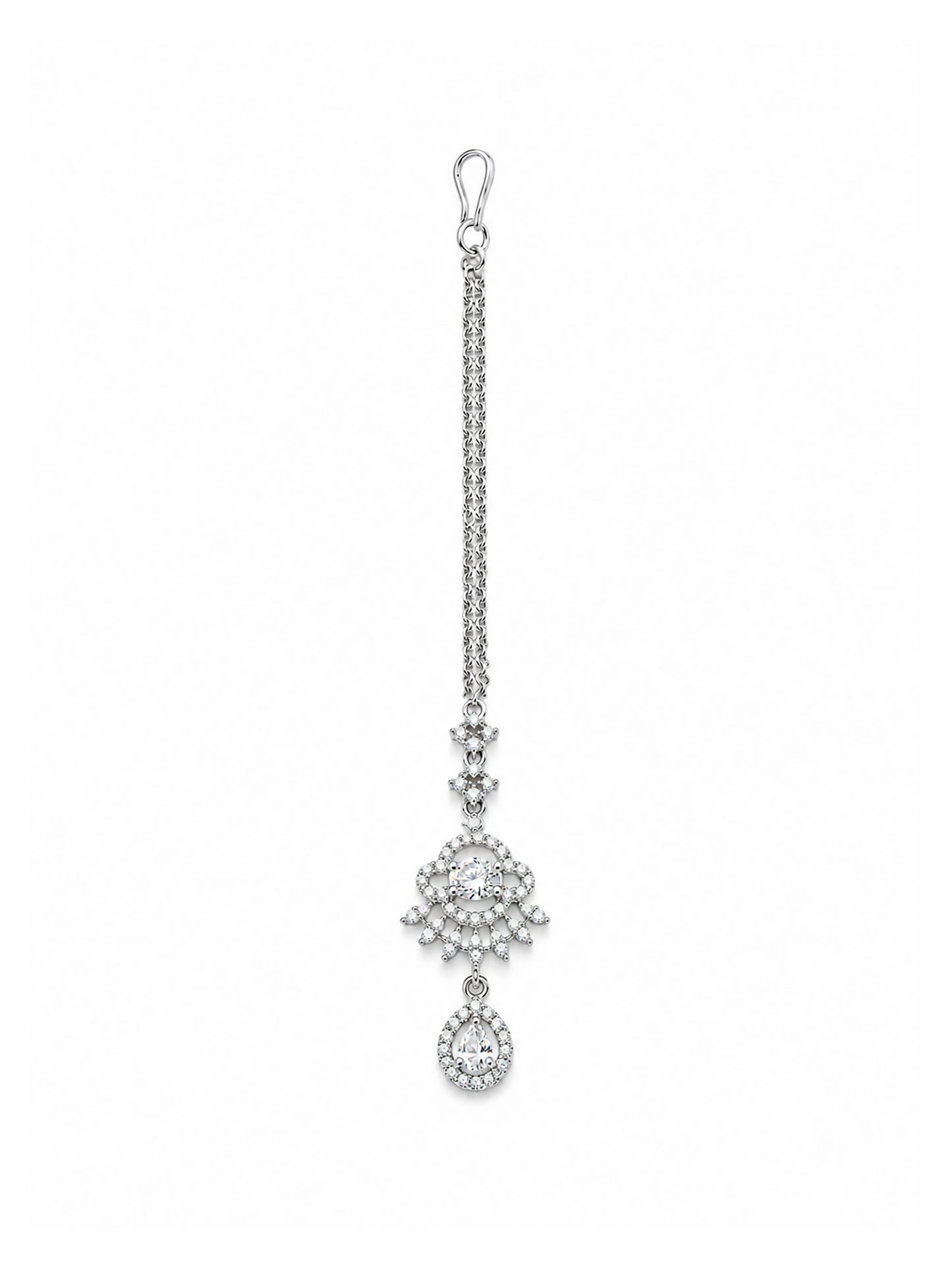 Silver Plated AD Maang Tikka for Women