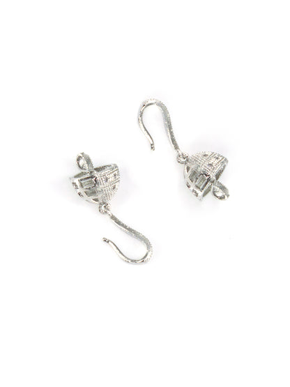 Silver Plated American Diamond Small Jhumki Drop Earring