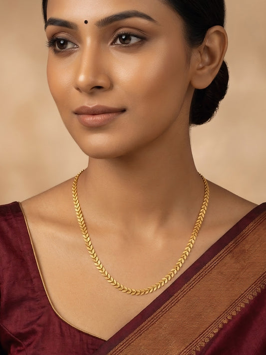 Gold Plated Leaf Chain Necklace for women