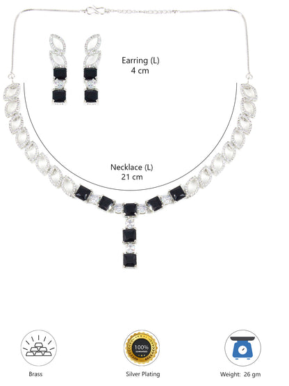 Silver Plated Black Minimal Jewellery Set for Women