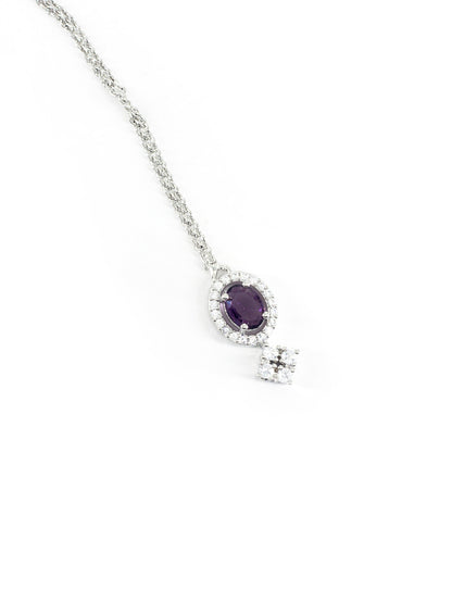 Silver Plated Purple AD Maang Tikka for Women