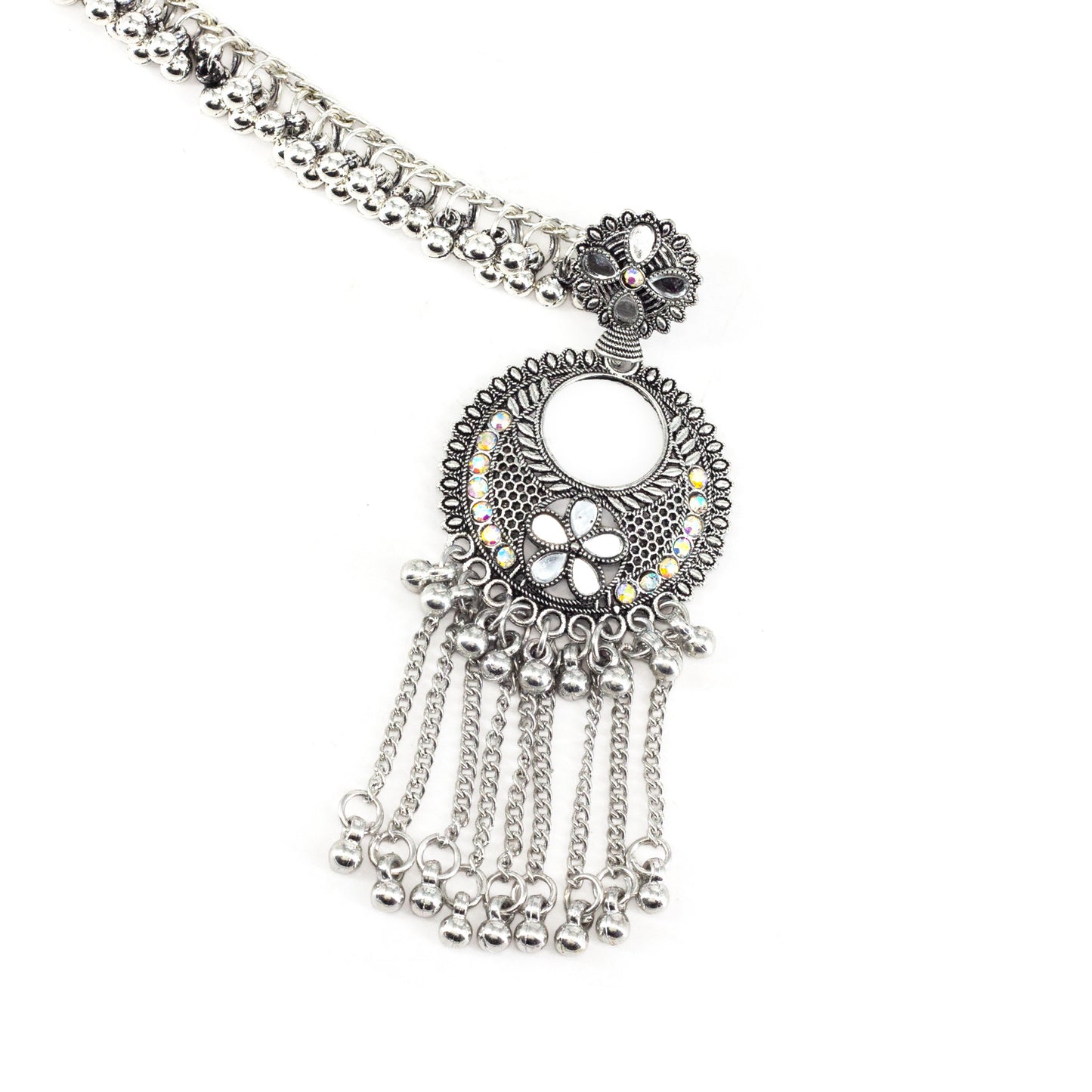 Silver Oxidised Jhumka Earring with Chain for Women