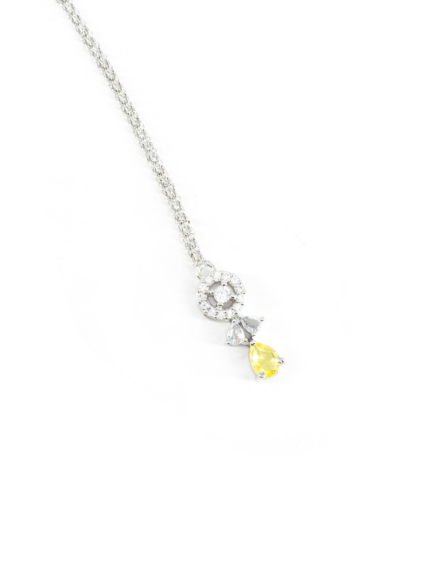 Silver Plated Yellow AD Maang Tikka for Women