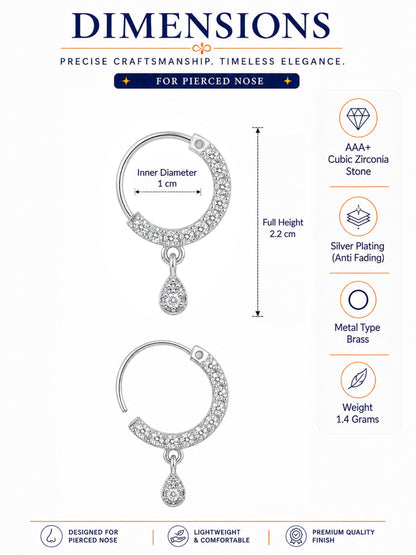 Silver Plated AD Small Nosering for Women