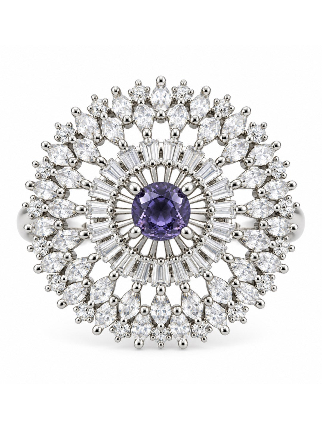 Silver Plated Purple AD Finger Ring for Women