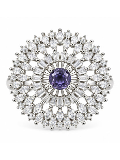Silver Plated Purple AD Finger Ring for Women