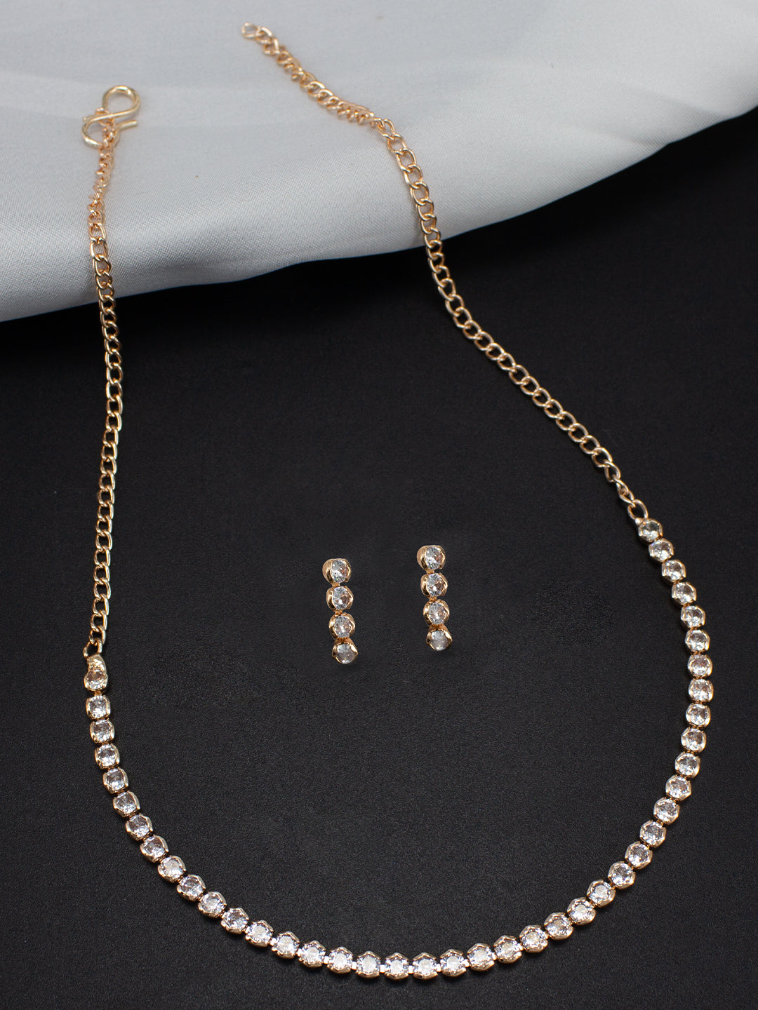 Rose Gold Plated AD Jewellery Set