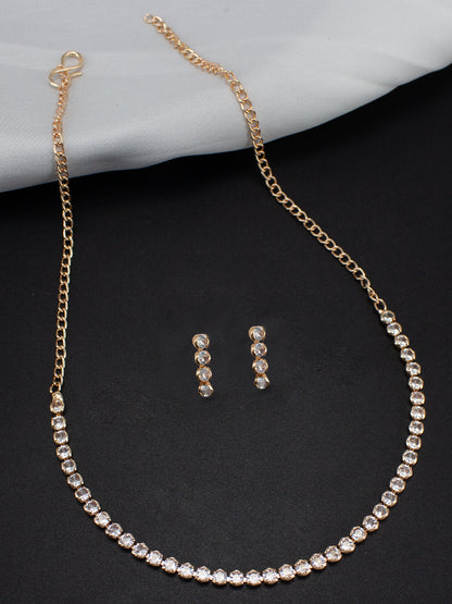 Rose Gold Plated AD Jewellery Set