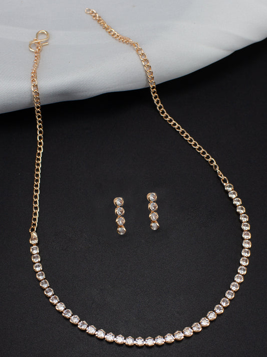 Rose Gold Plated AD Jewellery Set