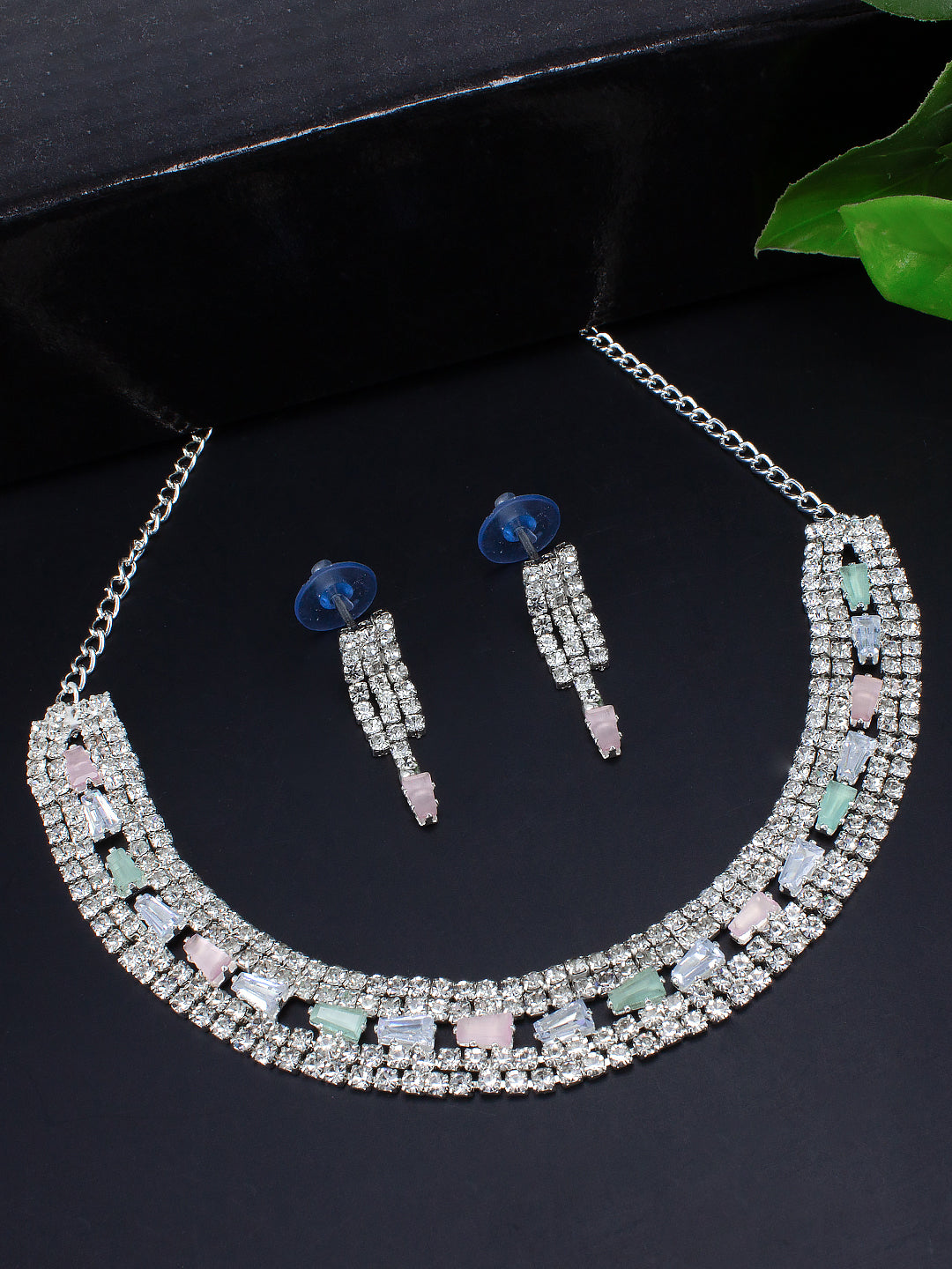 Pink & Green CZ Jewellery Set