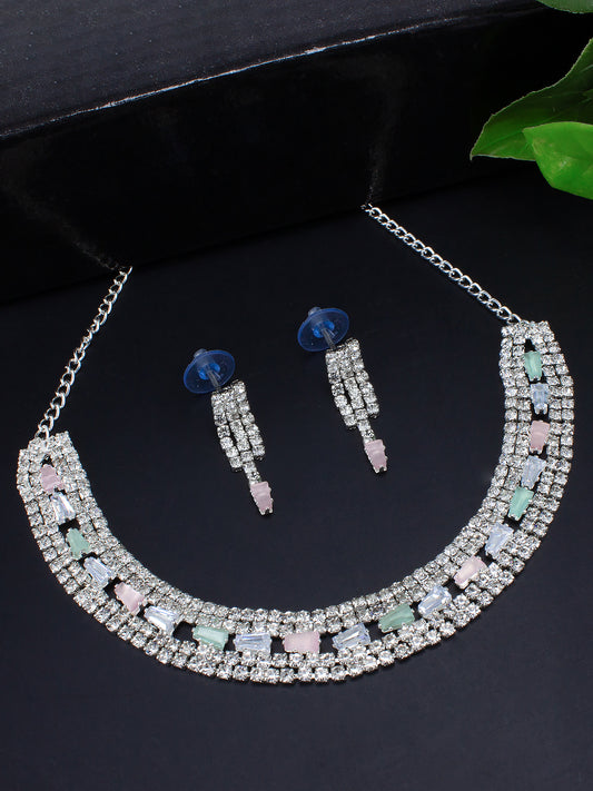 Pink & Green CZ Jewellery Set