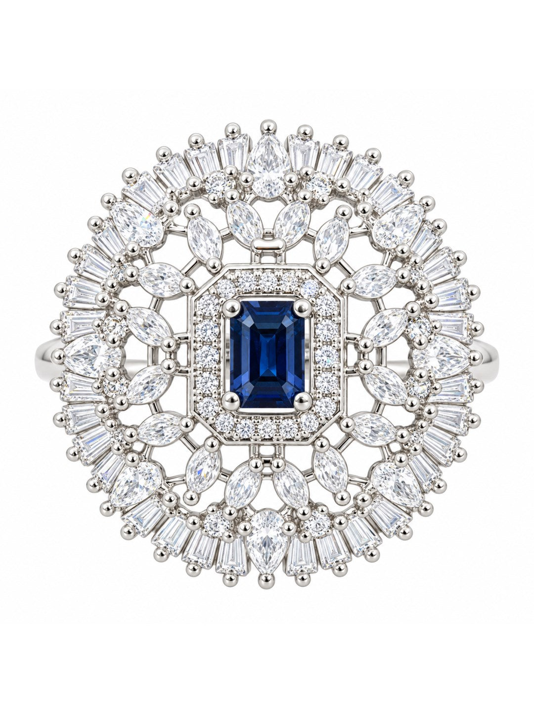 Silver Plated Blue AD Finger Ring for Women