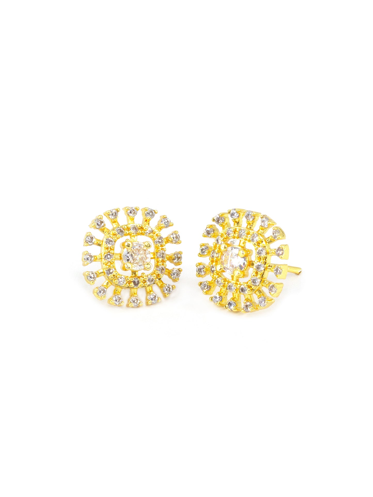 Gold Plated AD Square Stud Earrings for Women