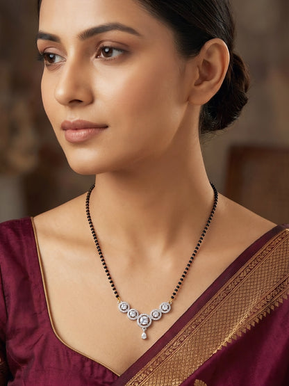 Silver Plated American Diamond Studded Mangalsutra for Women