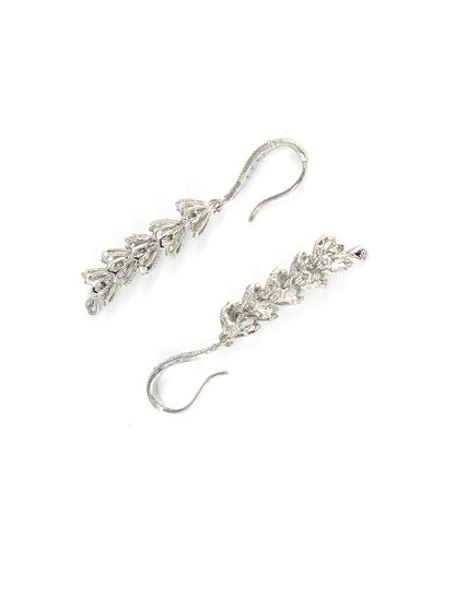 Silver Plated 5 Layer American Diamond Drop Earrings