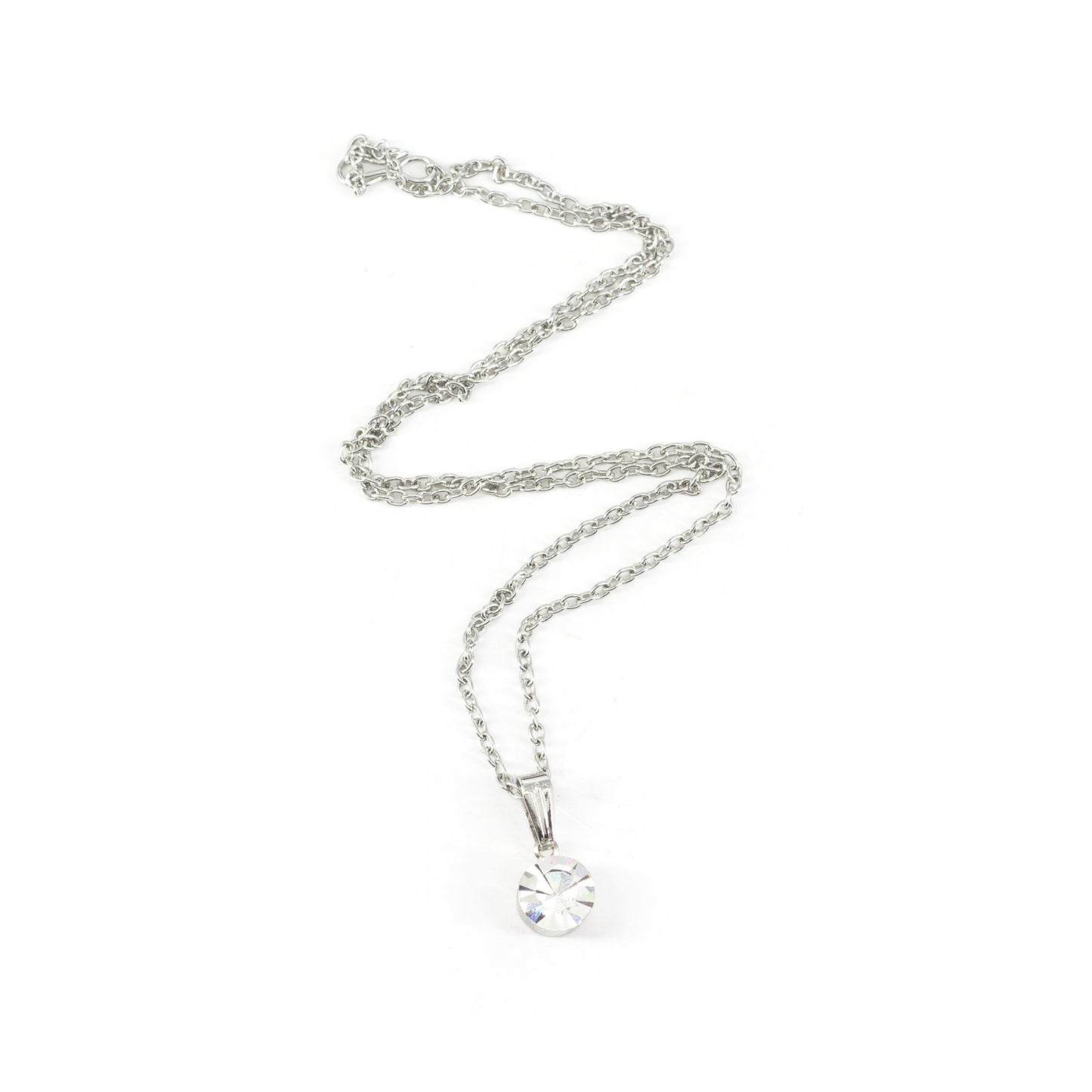 Silver Plated Rhinestone Minimal Pendant For Women