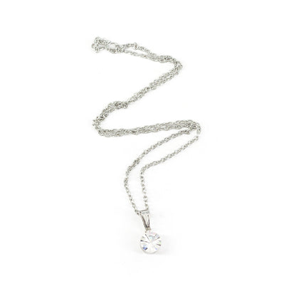 Silver Plated Rhinestone Minimal Pendant For Women