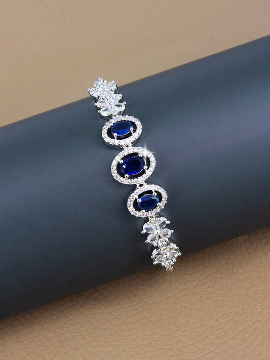Silver Plated Blue AD Wraparound Sleek Bracelet