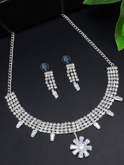 Floral CZ Jewellery Set