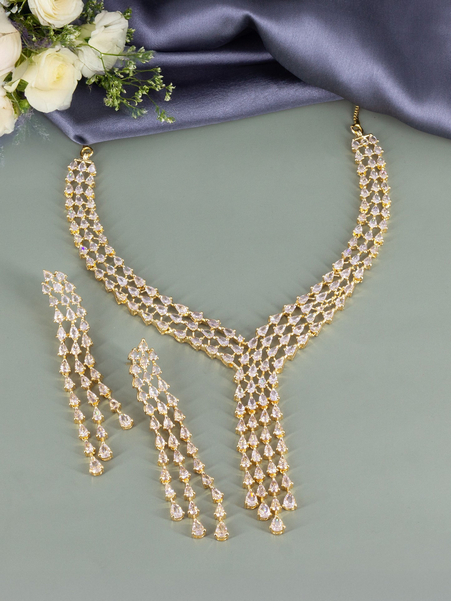 Gold Plated AD Studded Designer Jewellery Set for Women