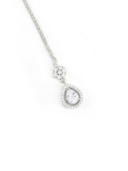 Rhodium Plated White AD Teardrop Maang Tikka for Women