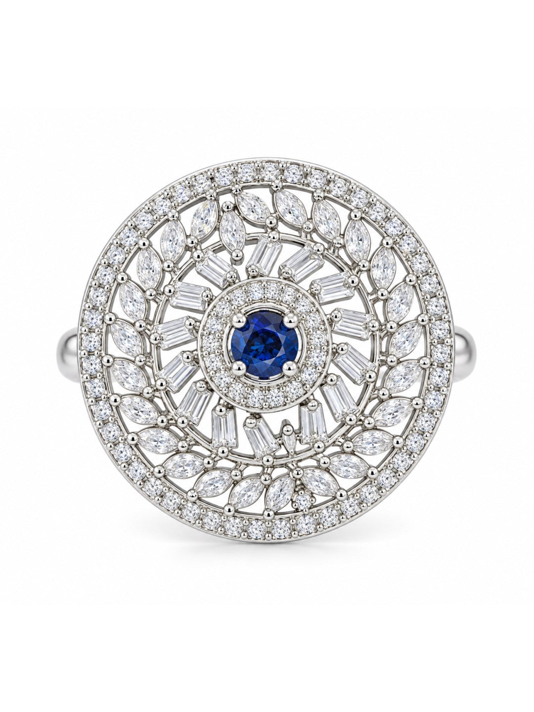 Silver Plated Blue AD Finger Ring for Women