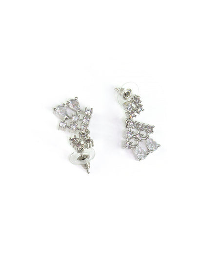 Rhodium-Plated Teardrop AD-Studded Jewellery Set
