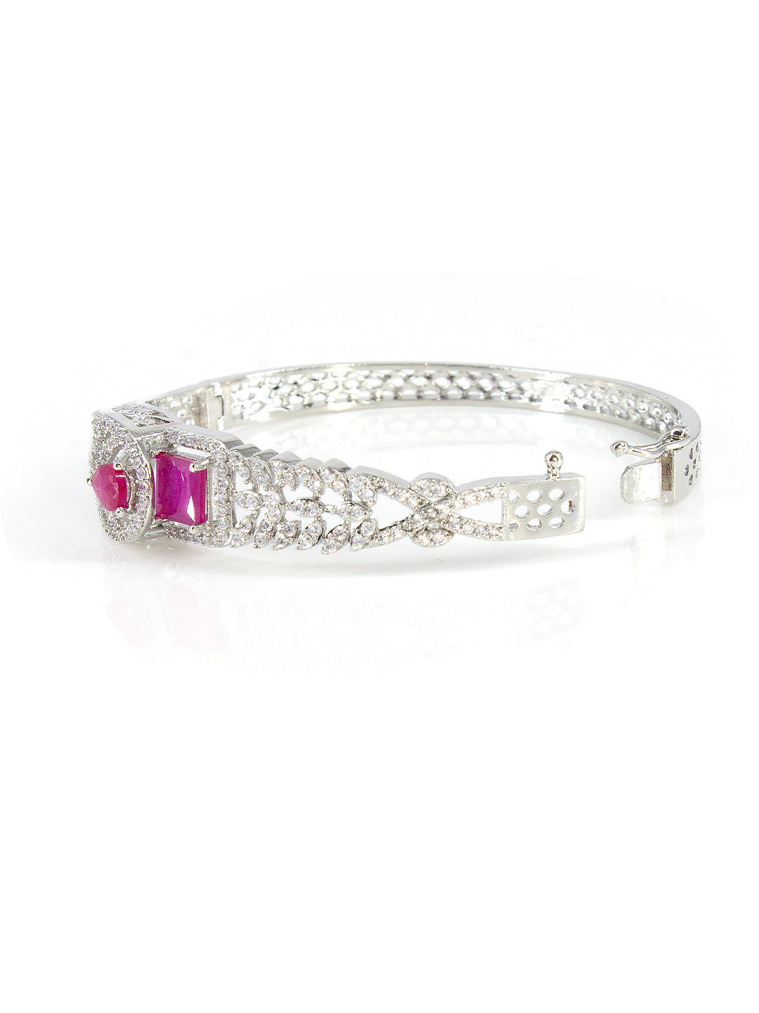 Silver Plated Ruby and AD Designer Bracelet