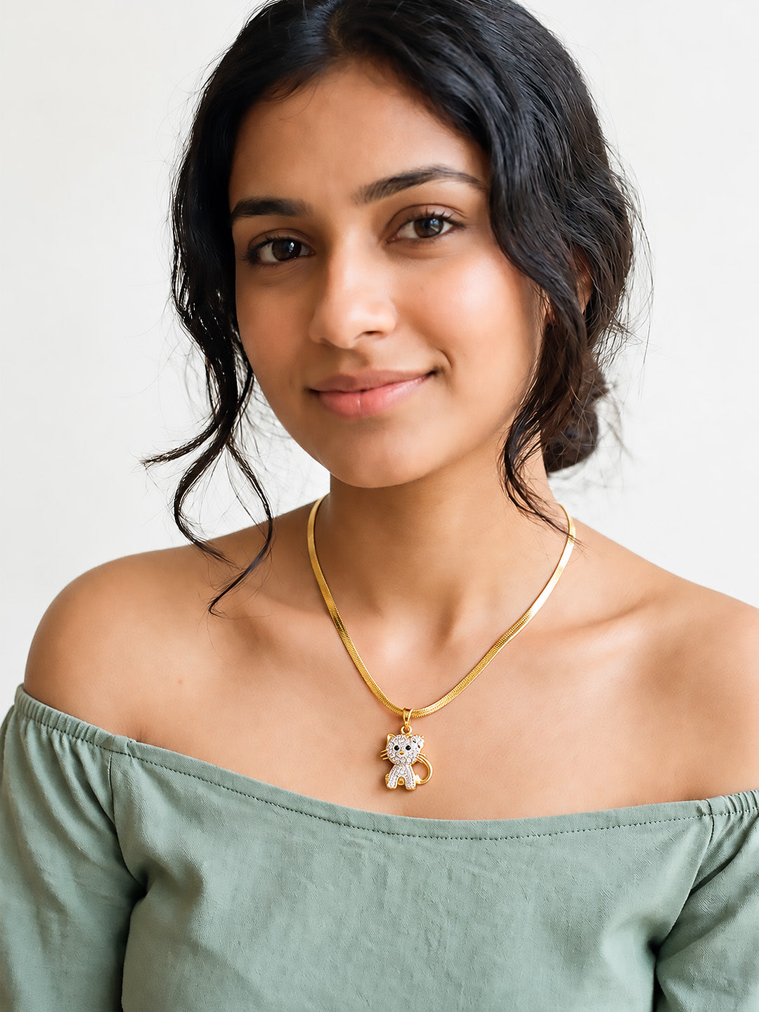 Gold Plated Kitty AD Pendant for Girls