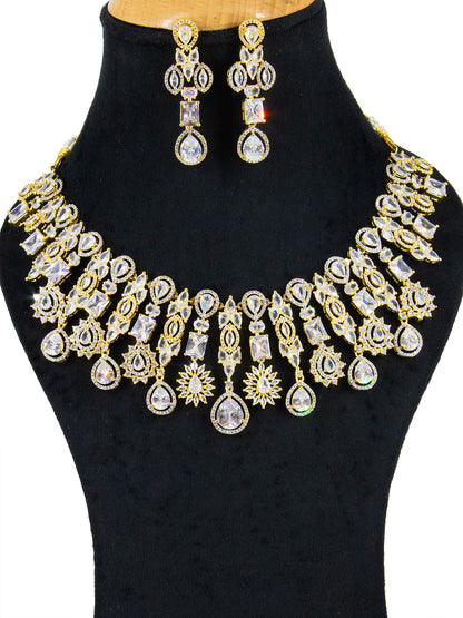 Gold Plated AD Semi-Bridal Jewellery Set For Women