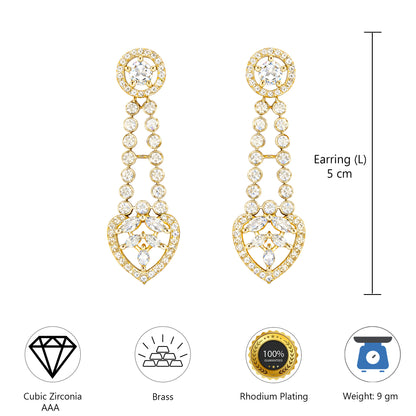 Gold Plated AD Drop Earrings for Women