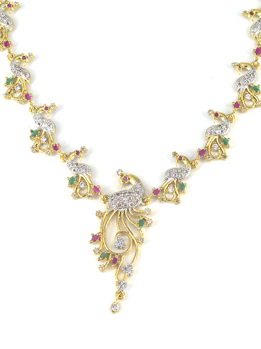 Peacock American Diamond Trendy Jewellery Set