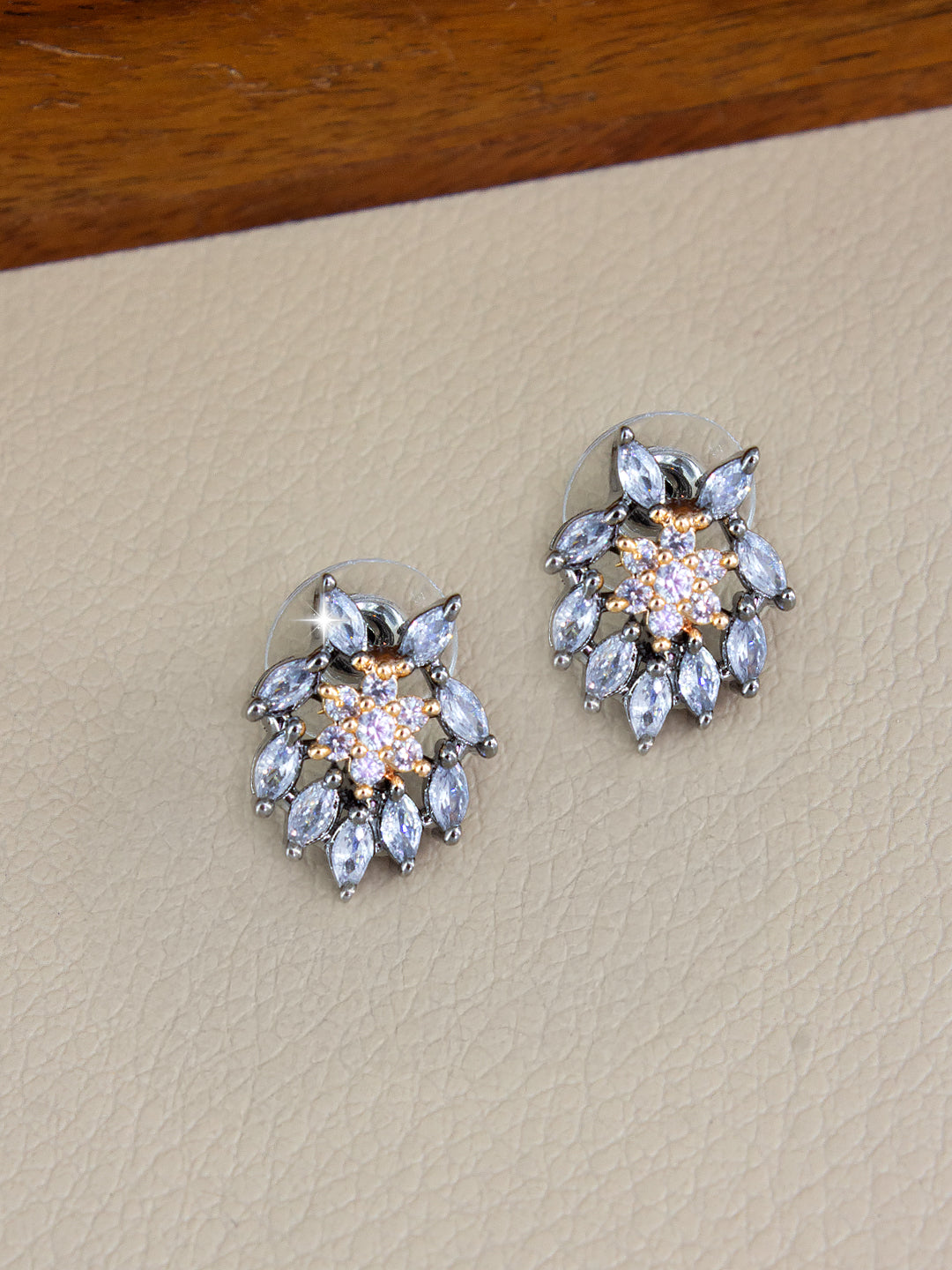 American Diamond Studded Floral Shaped Studs
