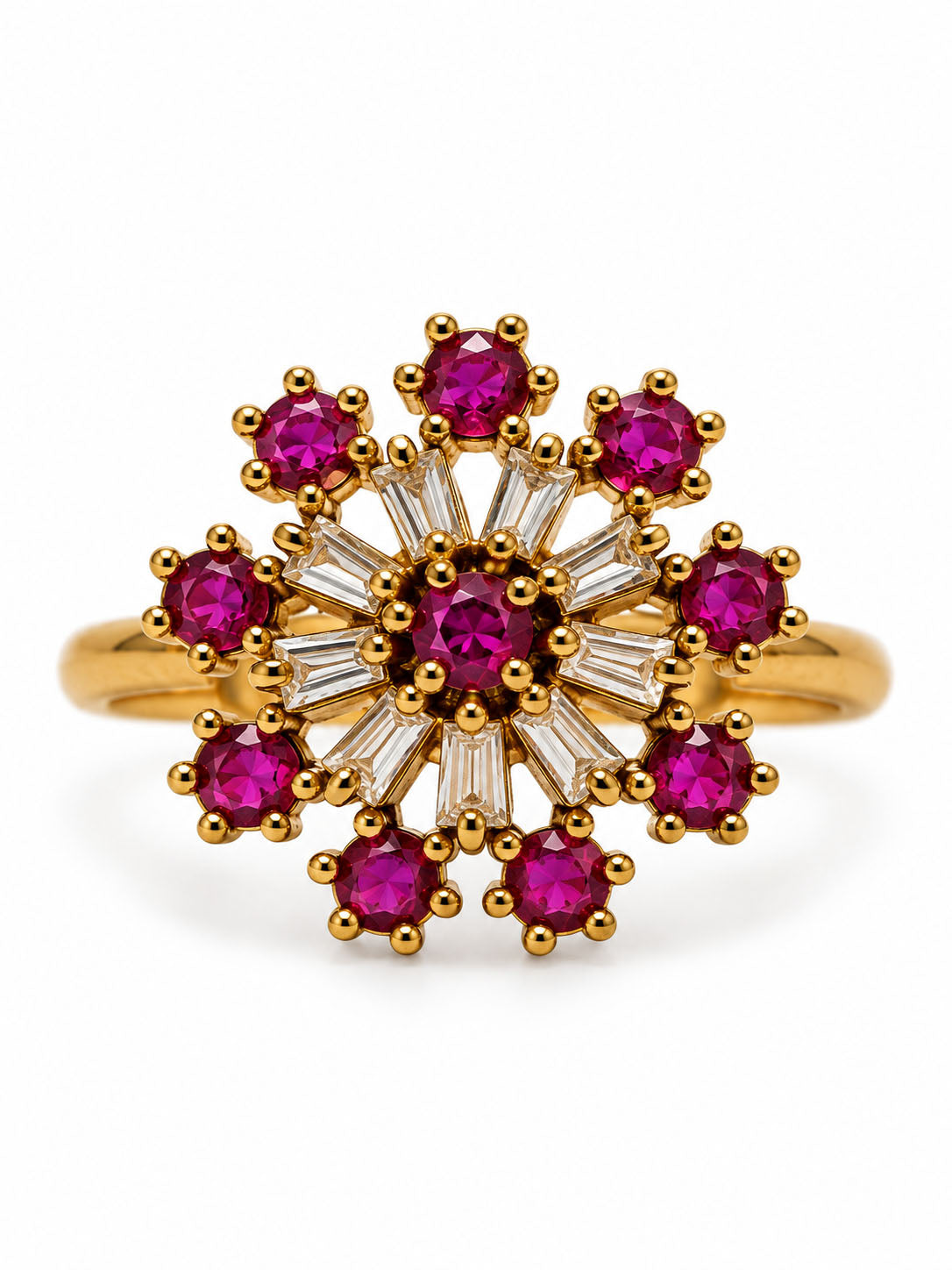 22K Gold Plated Red AD Finger Ring for Women