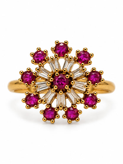 22K Gold Plated Red AD Finger Ring for Women