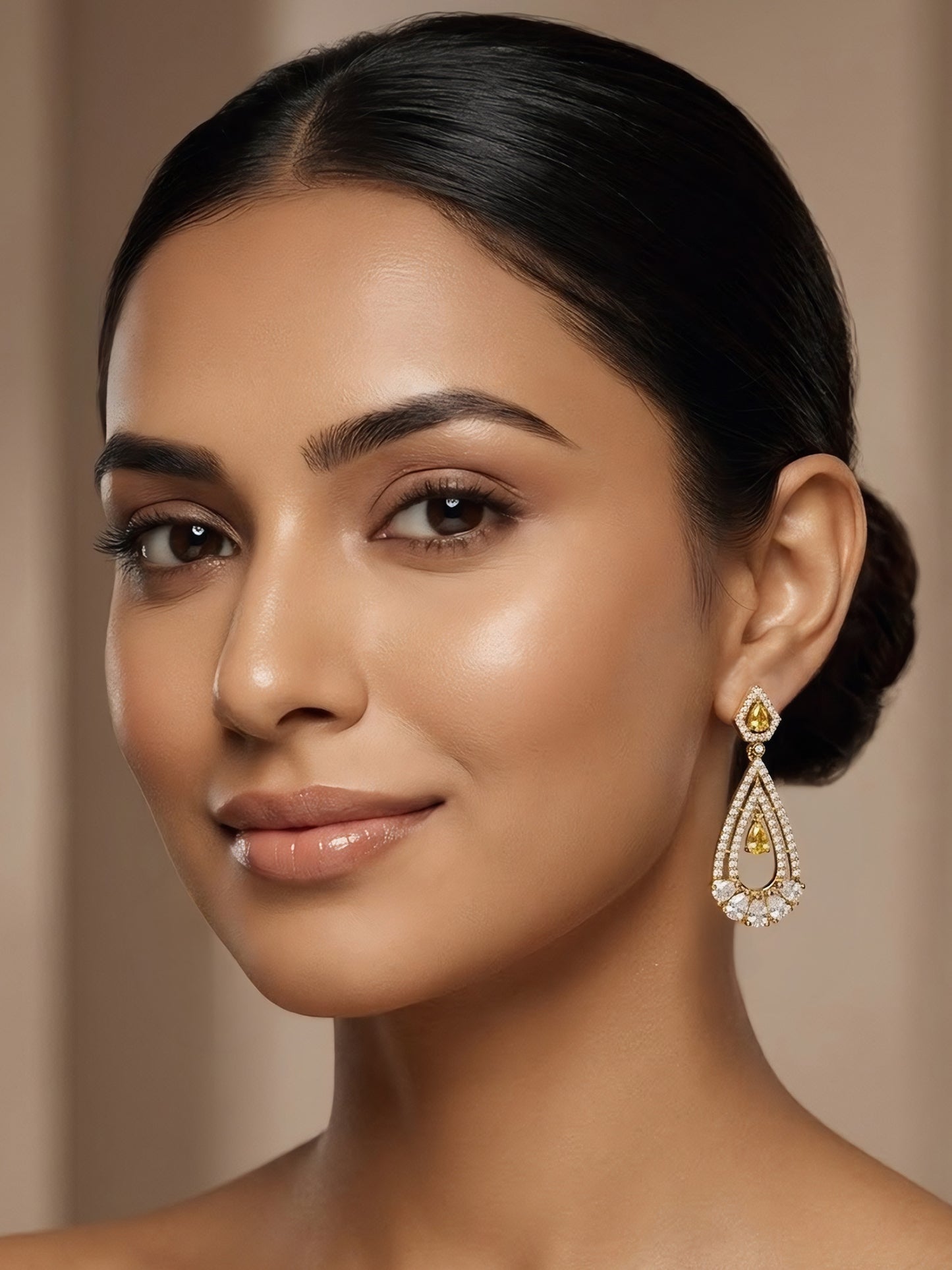 Gold Plated American Diamond Earrings for Women