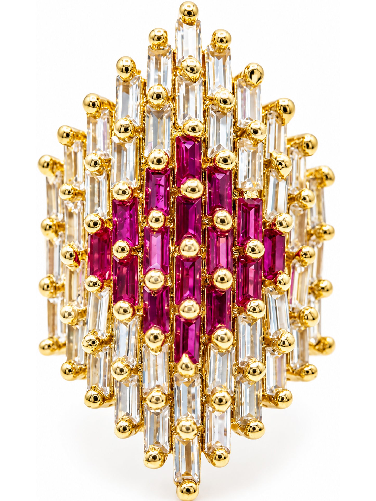 Gold Plated Pink AD Finger Rings for Women
