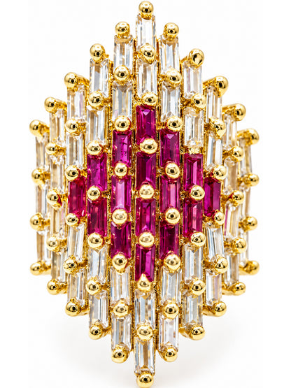 Gold Plated Pink AD Finger Rings for Women