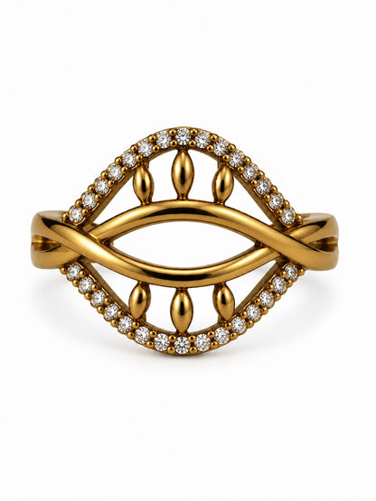 22K Gold Plated AD Finger Ring for Women