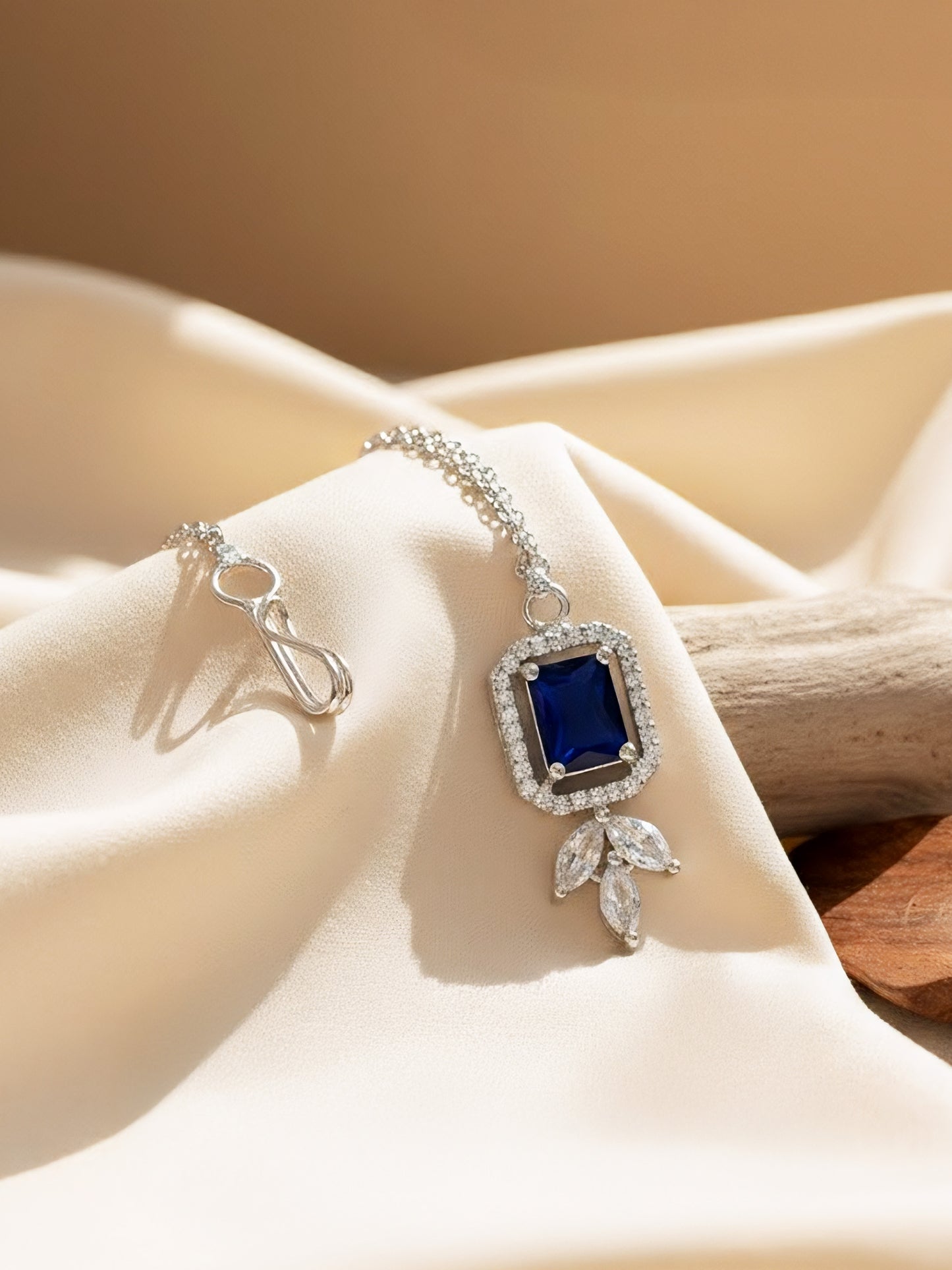 Rhodium Plated Blue AD Maang Tikka