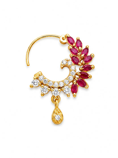 Gold Plated Red AD Nosering for Women