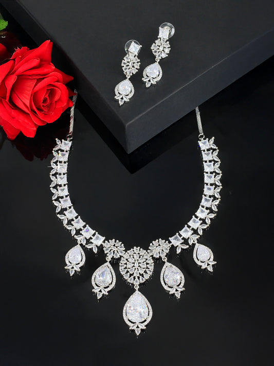 American Diamond Engagement  Floral Designer Jewellery Set