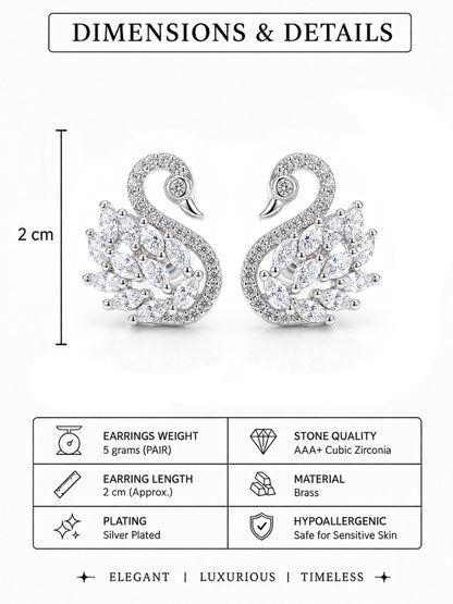 Rhodium Plated AD Stud Earrings for Women