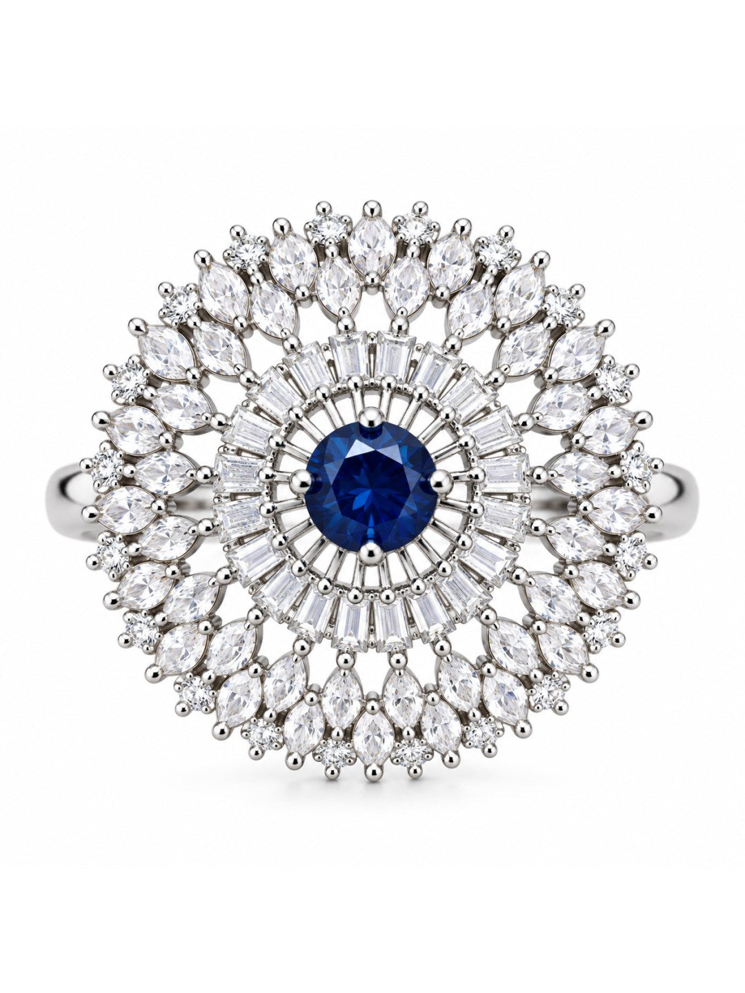 Silver Plated Blue AD Finger Ring for Women
