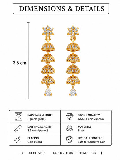 Gold Plated AD Drop Jhumka for Women