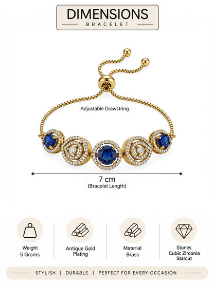 Antique Gold Plated Blue AD Bracelet for Women